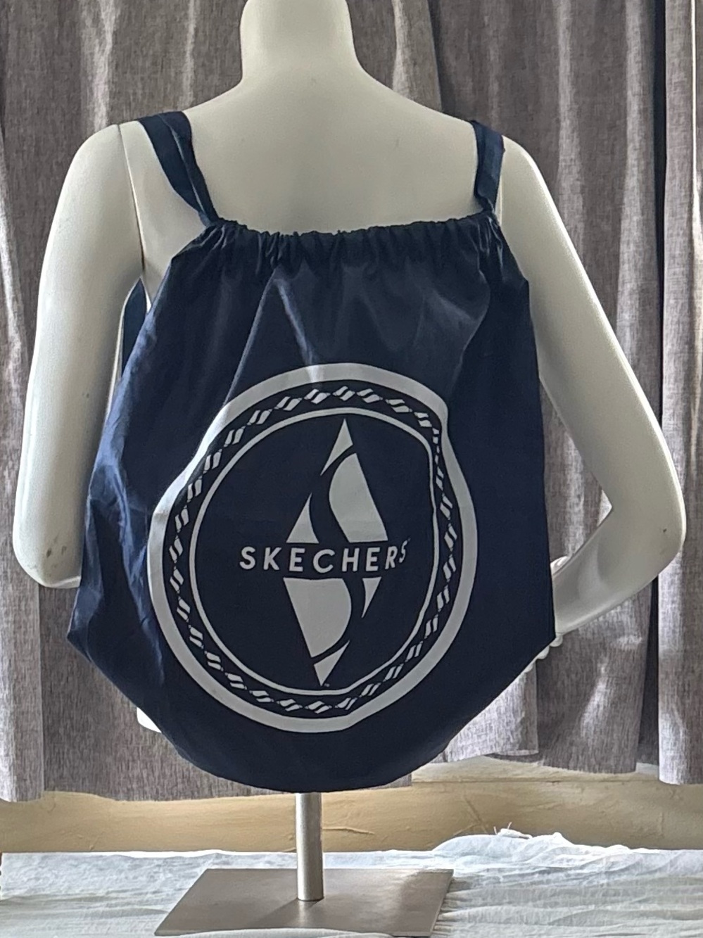 Skechers Navy Blue Drawstring Backpack with White Logo